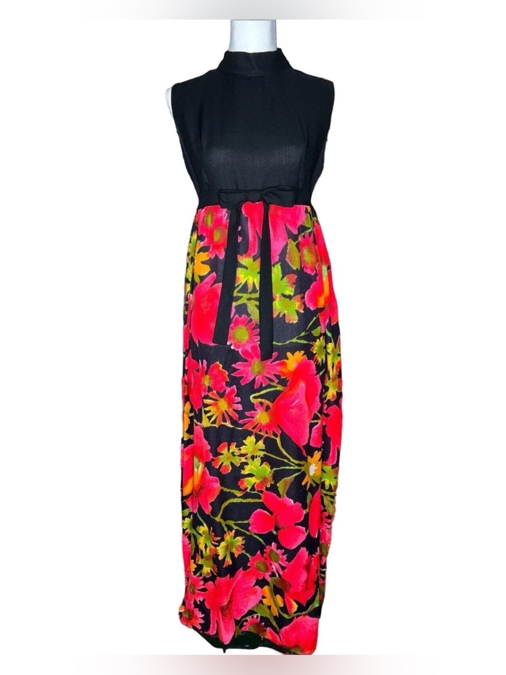 Vintage 70’s sleeveless floral maxi skirt dress EVC size‎ M